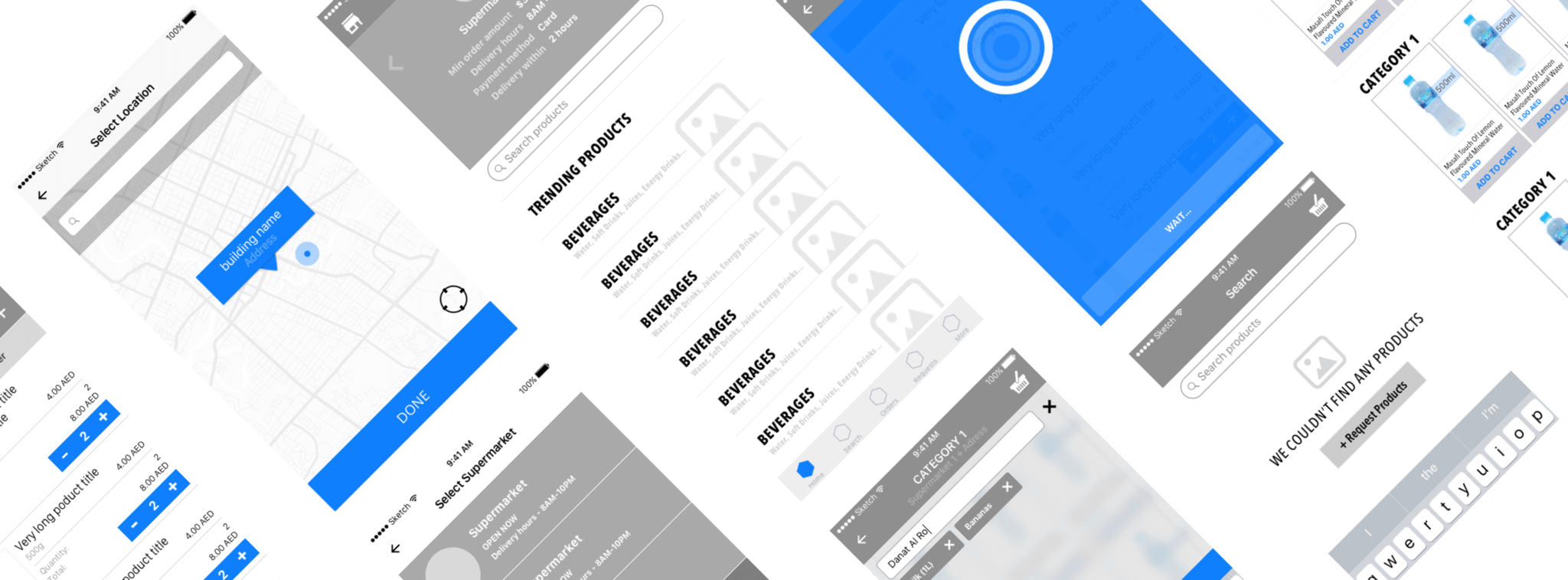 UX/UI Design for online grocery app: Wireframing