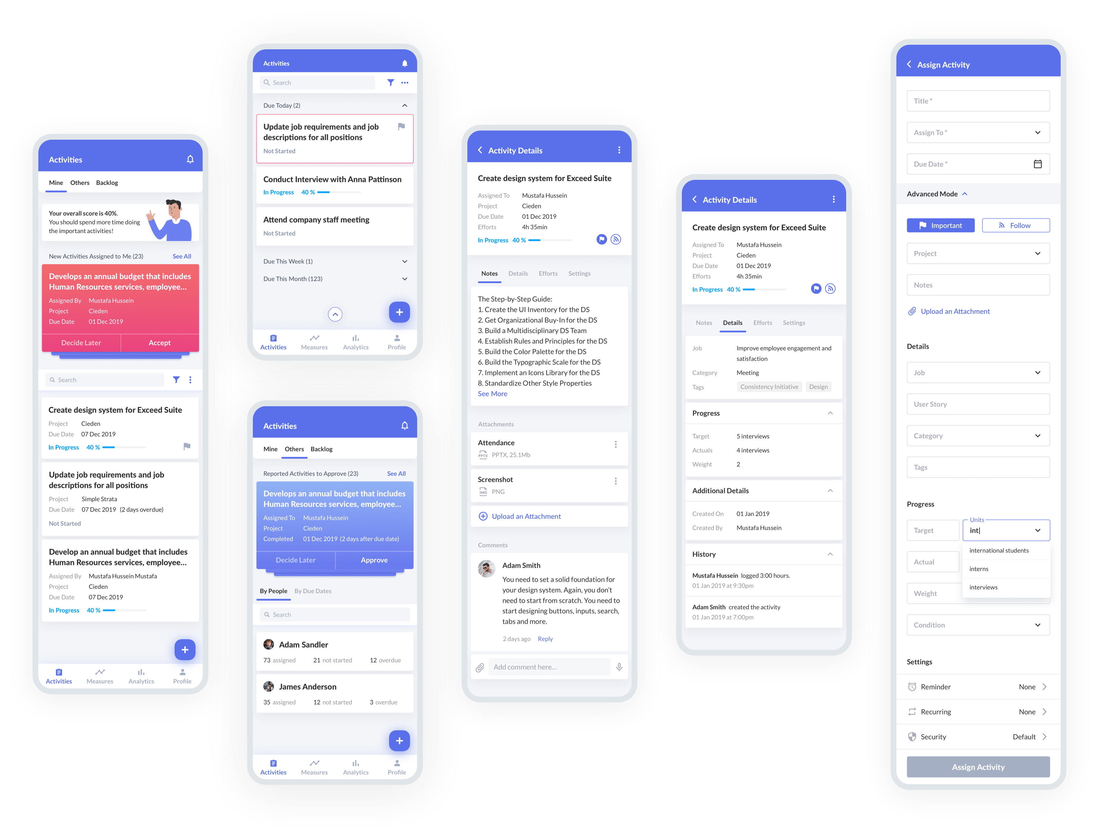 UX/UI Design for task management system: UI Concept