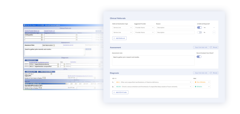 Forms elements example in telehealth product